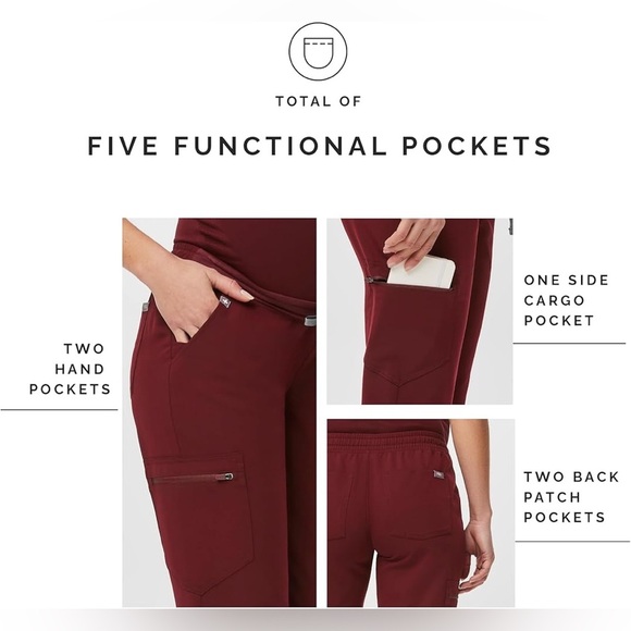FIGS Burgundy Maternity Jogger Scrub Pants Size XXL - Picture 4 of 16